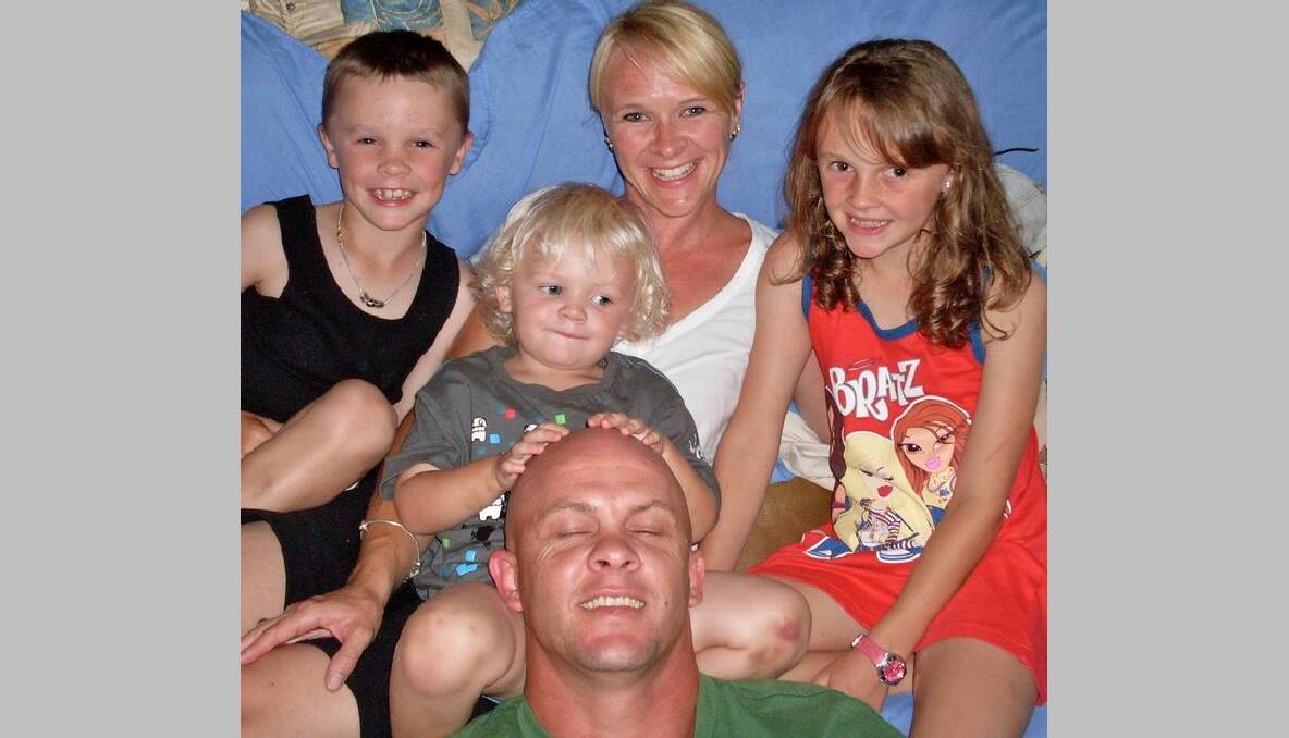 ONE TICK BITE LATER: Troy Stever, his wife Melissa and children Kaila, Nathan and Deitter. Troy now struggles just getting through each day.