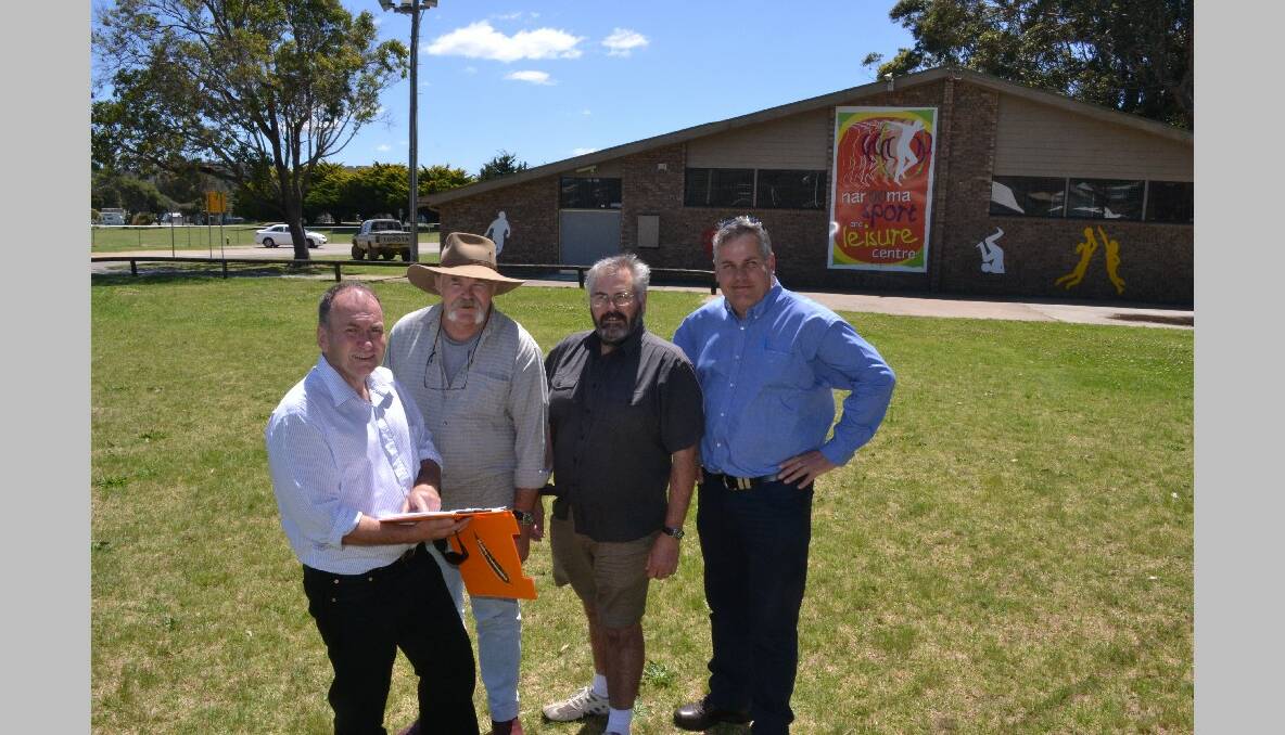 SCOPING IT OUT: Game Council NSW chief executive Brian Boyle and marketing manager Greg McFarland (far left and right) visited Narooma on the weekend to check out the HuntFest site with Dan Field and Alan Millar of the South Coast Hunters Club. 