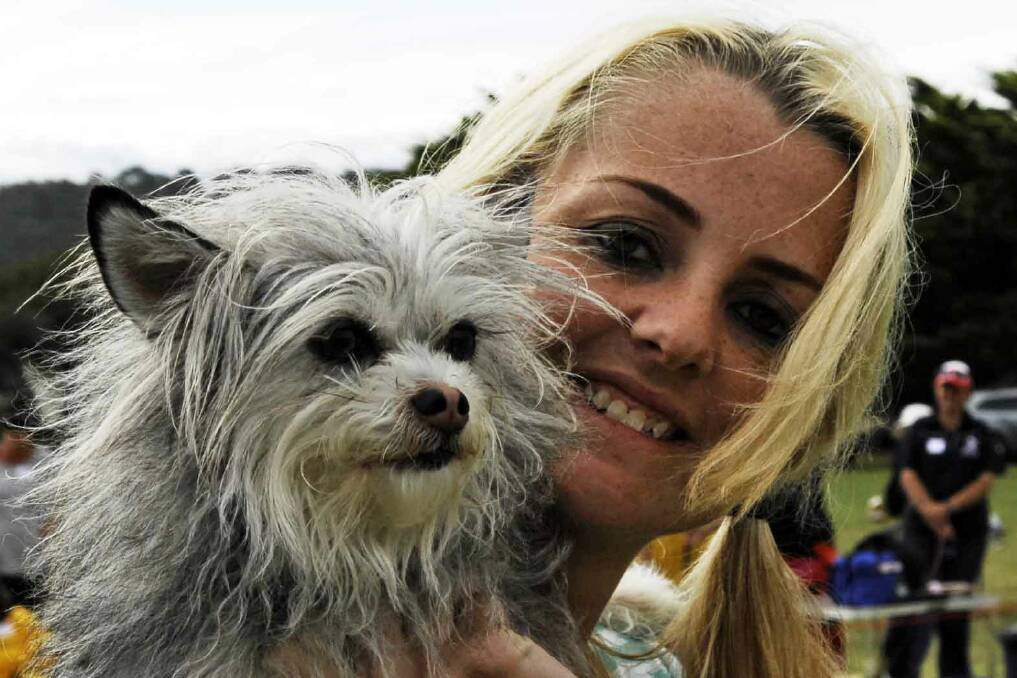 Aleeta Hay with her dog Sherlock Bones.
