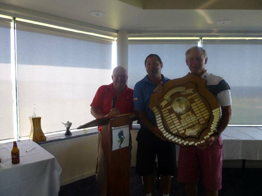 NAROOMA GOLF: Narooma Golf Club captain Peter Jones with Men's Golf Champion 2013 Scot Ker and vice-captain Bill Durnan.