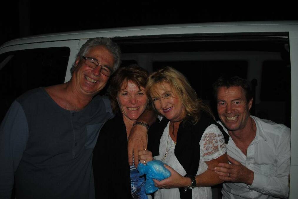 COURTESY BUS: Onno De Smetch, Judy DeSmetch, ‘Nobby’ and Jan Morrison caught the Bodalla Arms Hotel courtesy bus home on New Year’s Eve.