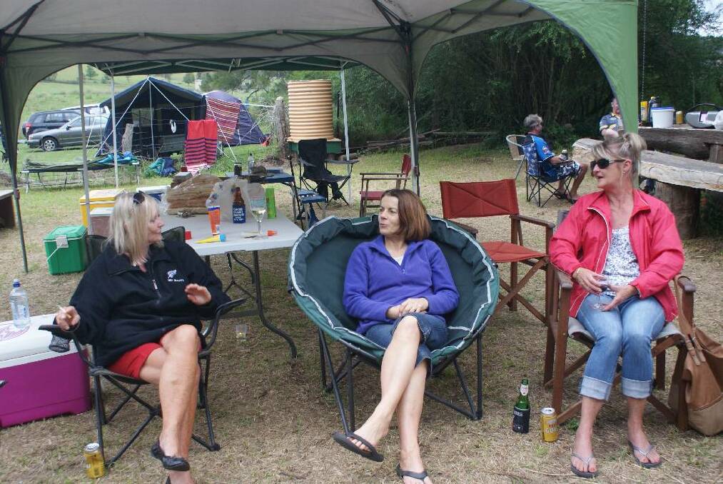 THE GIRLS: Cheryl Shepherd, Karen Bennett and Deb O’Brien enjoy each other’s company at the Numnutz summer camp.