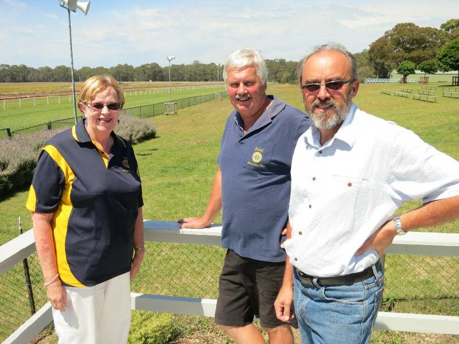 ROTARY CHRISTMAS RACES: Checking out Moruya Race Course for the Rotary Christmas Races on December 22 for Moruya Oncology Unit are Rotary assistant governor Vere Gray, Moruya Jockey Club manager Brian Cowden and Batemans Bay Rotary Club president David Ashford. 