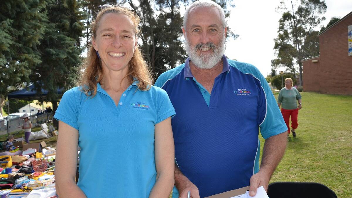 Lisa Spies and David Farrell were selling tickets for the Moruya Preschool and Kindergarten Trivia Night.