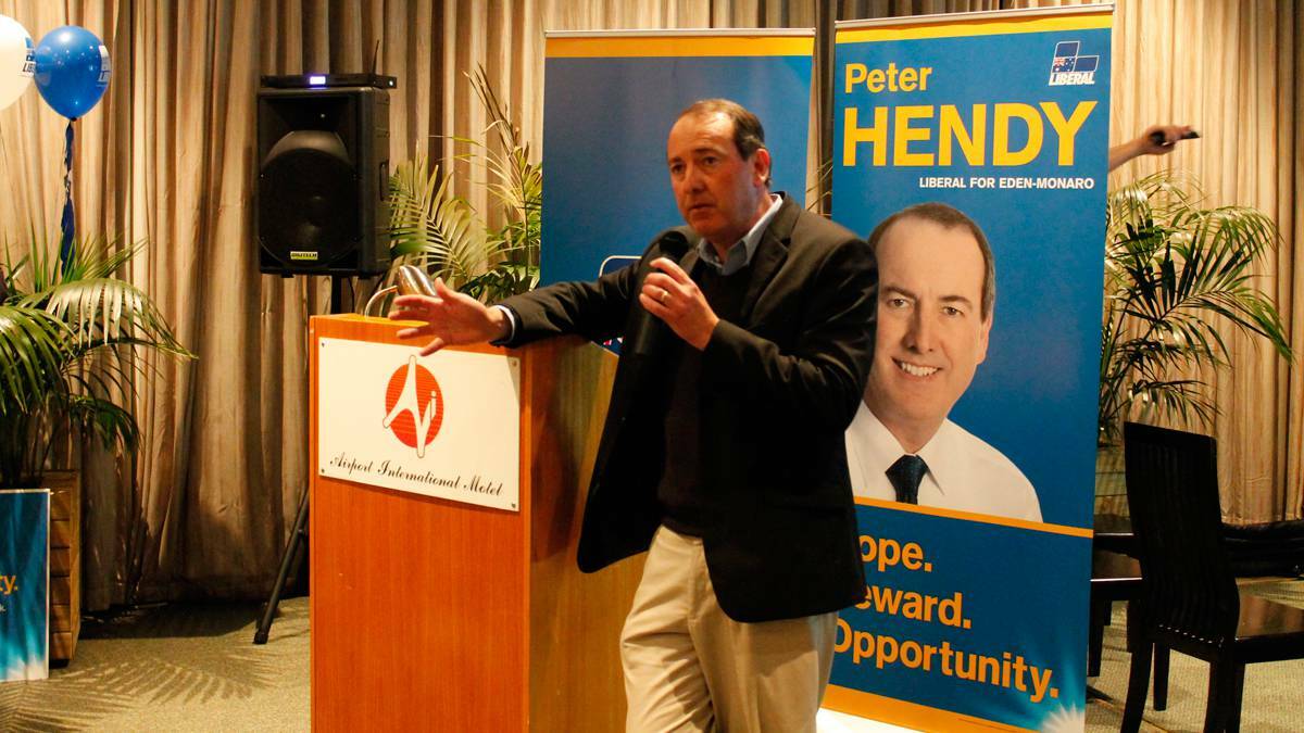 Liberal candidate for Eden-Monaro speaks to supporters in Queanbeyan on election night.