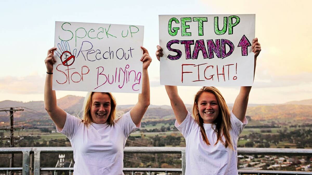 BEGA: Bega High School’s Imogen Pittolo (left) and Katelyn Jensen from Tumut High School have started an anti-bullying   Facebook page.