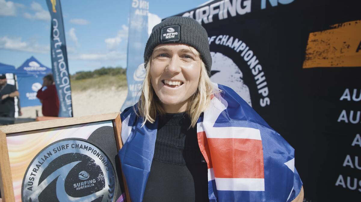 Feeling elated: Merimbula surfer Freya Prumm was overjoyed at her first big win after years of working hard and competing. Photo: Surfing Australia