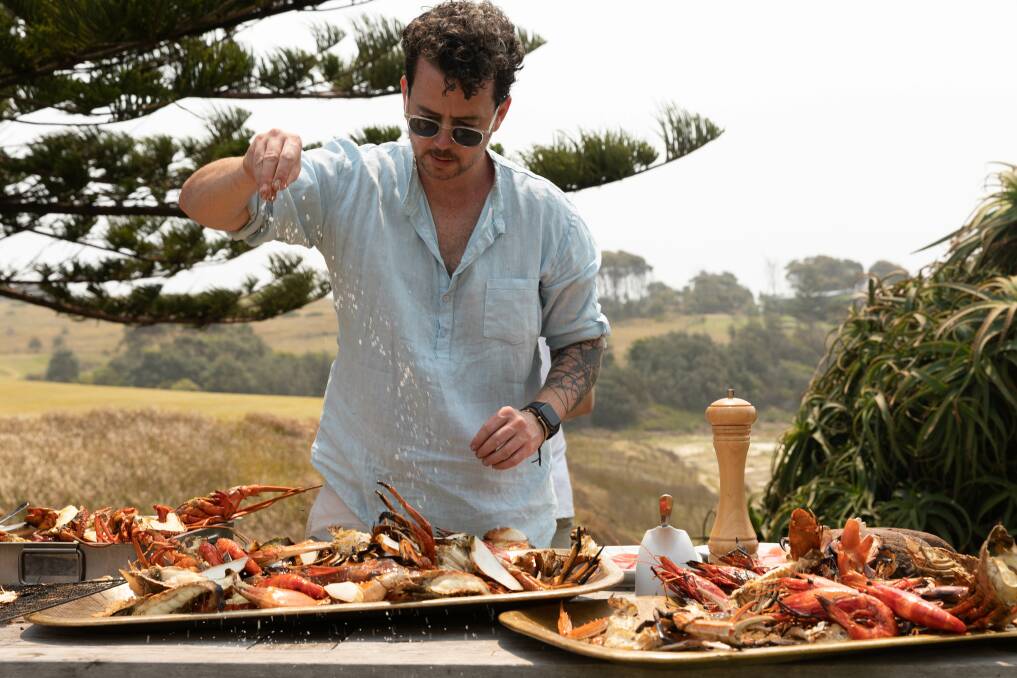 Merivale executive chef Jordan Toft is paired with Bermagui fisherman Jason Moyce for a cooking demonstration. Photo: Supplied