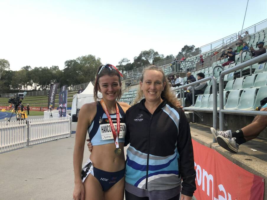 Jaylah Hancock-Cameron with coach Andae Kalemusic after the race. Photo: Supplied