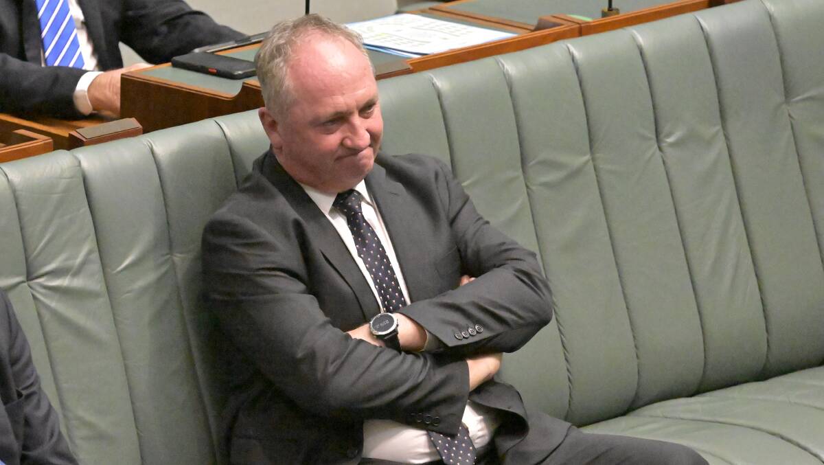 Barnaby Joyce looks on during question time on Monday. Picture by Keegan Carroll