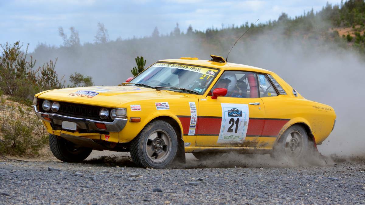 Peter Thompson's yellow Toyota Celica which he has rallied in since 2014.