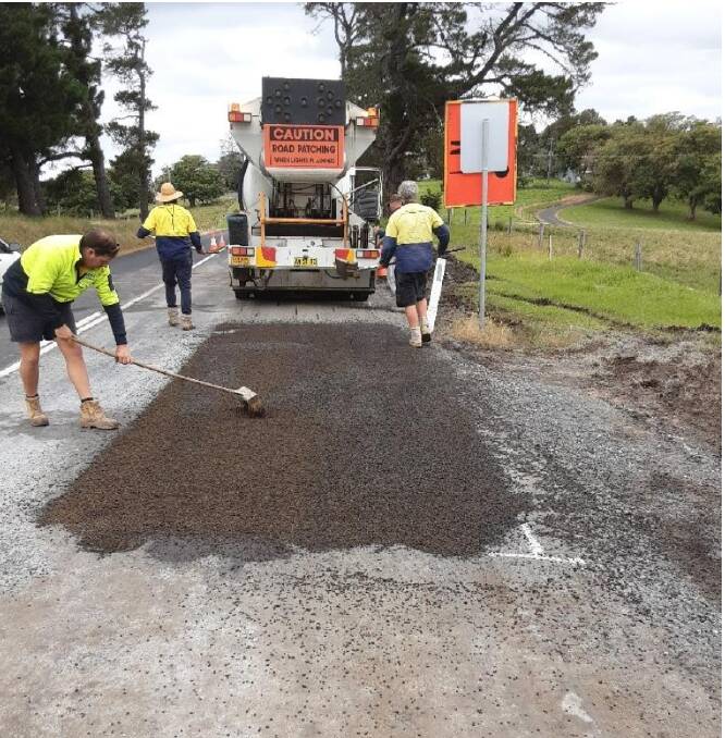 Road patching in Tuross Head.