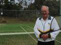 2009 65 men's singles tennis world champion Phillip Higgs at his local courts in Tuross Head.
Picture: James Tugwell