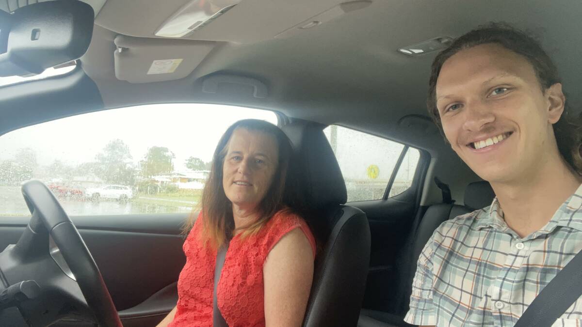 SHASA president Kathryn Maxwell and Bay Post journalist James Tugwell in the SHASA Nissan Leaf. 