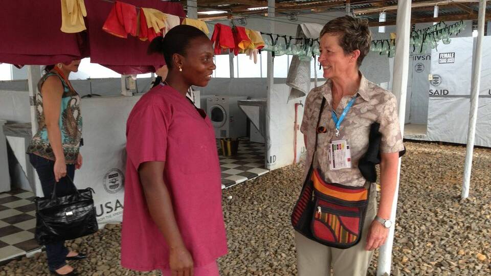 Louise Robinson (right) during a visit to an Ebola Treatment Centre in Liberia.
Picture: supplied