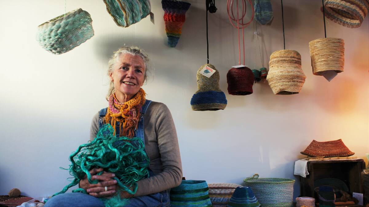 Castaway Textile's Bernadette Davis in her Tomakin studio. Picture: James Tugwell