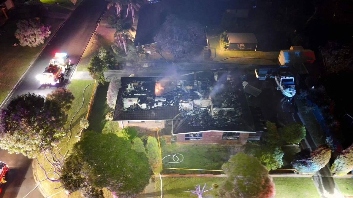 Drone footage from a house fire at Surf Beach.
