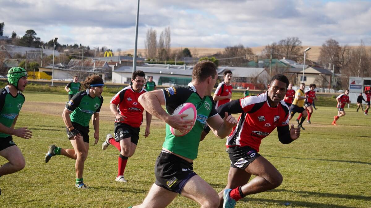 BLOWOUT CENTRAL: Jindabyne out and running in their match against Cooma. Picture: Jindabyne Rugby Union Club. 