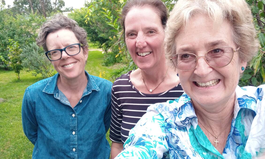 Helping to make the projects come alive are Monica Considine from Anglicare in Cobargo, Heather Alexander from Outback Links and Reverend Karen Paull, community chaplain, Uniting Church, Narooma. Picture supplied
