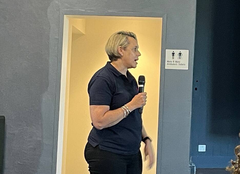Heidi Stafford of NSW Reconstruction Authority addressing the Coolagolite Bushfire Recovery Forum in Bermagui on October 22. Picture by Marion Williams