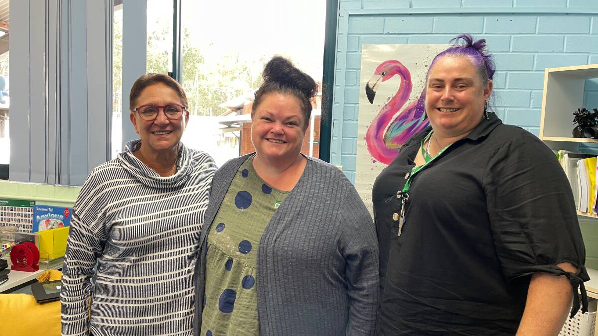 Aunty Karen Ella-Bird, senior leader of community engagement, Shirlee Rowland, head teacher of wellbeing/learning & support and languages and Toni Smith, student support officer. Picture by Marion Williams