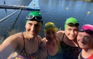 Dr Judy Gebhart thought she was a good swimmer until she started training with a group of female triathletes. It was the most challenging aspect of training but she gradually got much better. Picture supplied