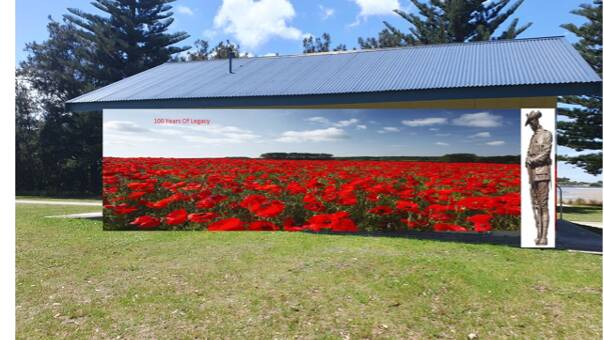 Legatees living in Narooma are raising funds to have artist Samantha Wortelhock paint a mural of a Remembrance poppy field on the amenities block near Remembrance Arch. Picture supplied