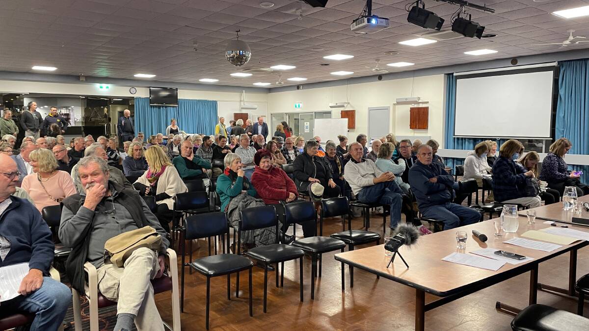 The case for removing the causeway was raised at a community forum in Bermagui about Wallaga Lake Bridge on July 25, 2023.. Picture by Marion Williams