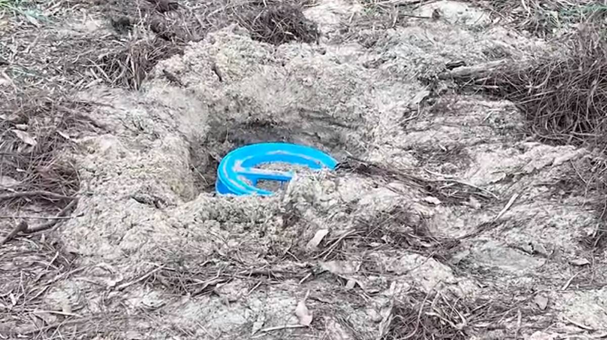 Container of methylamphetamine buried in bushland in Stake Hill. Picture via WA Police