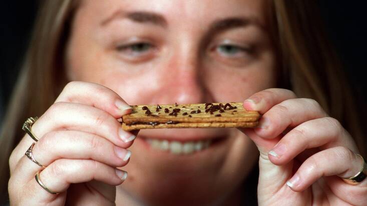 One of the all-time best ways to eat Vegemite - through the holes of a cracker sandwich. File picture