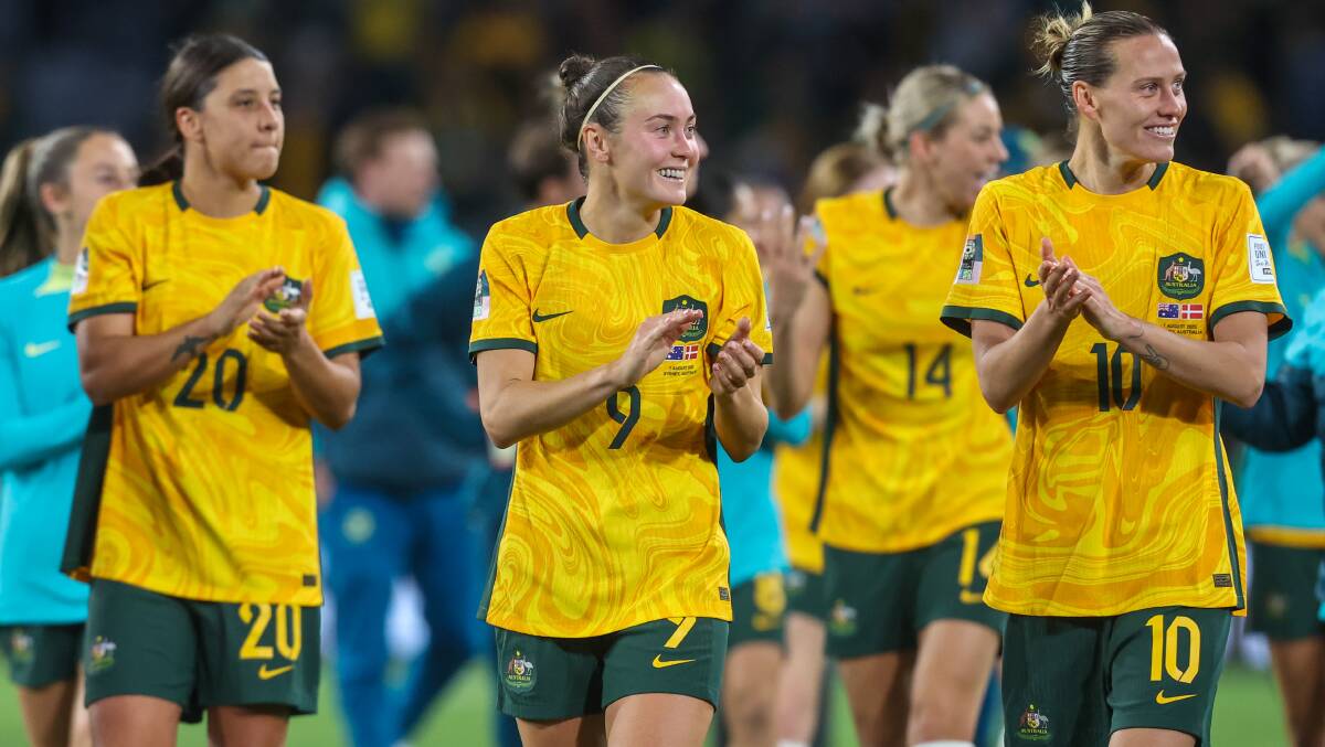 FIFA Women's World Cup Australian player Sam Kerr, Caitlin Foord and Emily van Egmond. Picture by Adam McLean FIFA Women's World Cup Australian player Sam Kerr, Caitlin Foord and Emily van Egmond. Picture by Adam McLean
