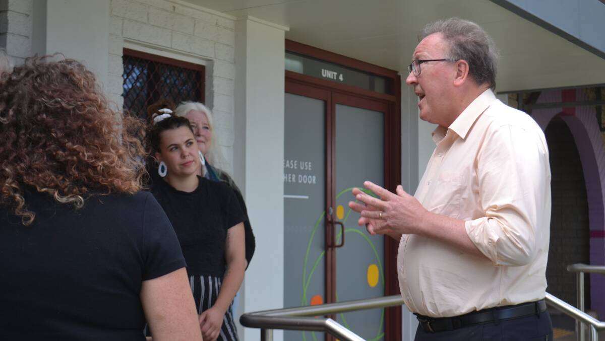 Bega MP Dr Michael Holland speaking with The Family Place in Moruya in 2023. Picture file