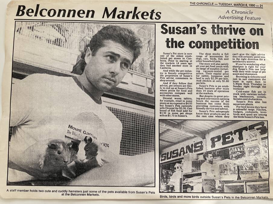 In 1990, Maté was building up his new business in Belconnen and making headlines in Canberra's The Chronicle newspaper. Picture supplied