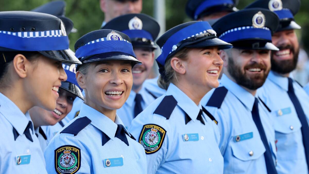 There were smiles all round as 158 probationary constables completed their time at the NSW Police Academy today. Picture supplied.