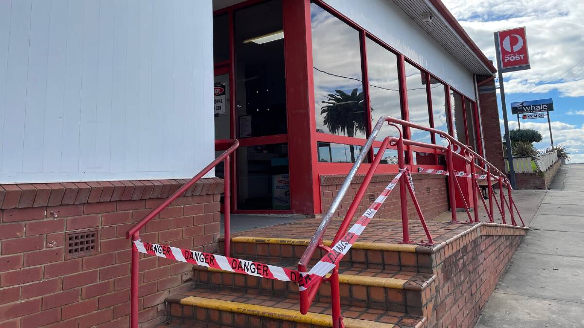 The Narooma Post Office remains closed and taped off. Picture by Vic Silk