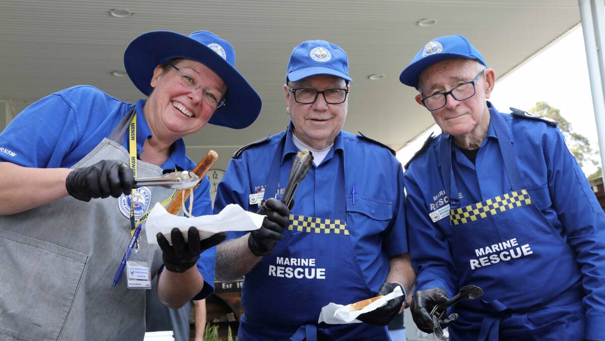 Marine Rescue volunteers were on hand to cook the sausages. Photo Vic Silk.