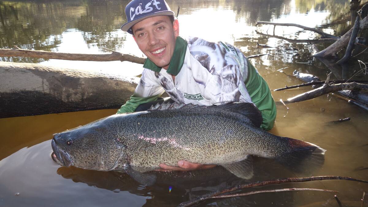 Keen angler Benny Coombes with a spectacular Murray Cod caught and released in a southern NSW river system.