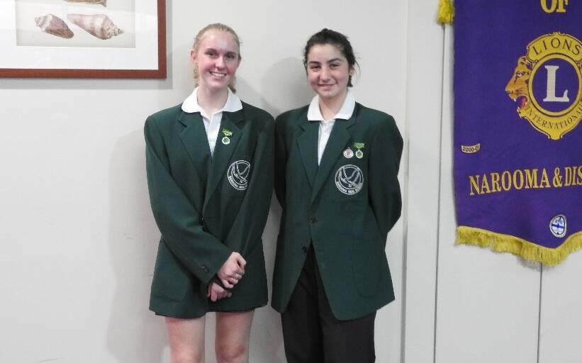 GIFTED: Narooma High School students Geena Thomas and Jade Vlatkovic gave the Lions Youth of the Year judges a tough task.