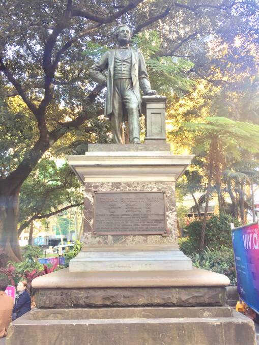 Statue of Thomas Sutcliffe Mort in Macquarie Place. Picture: Neil Cruttenden.