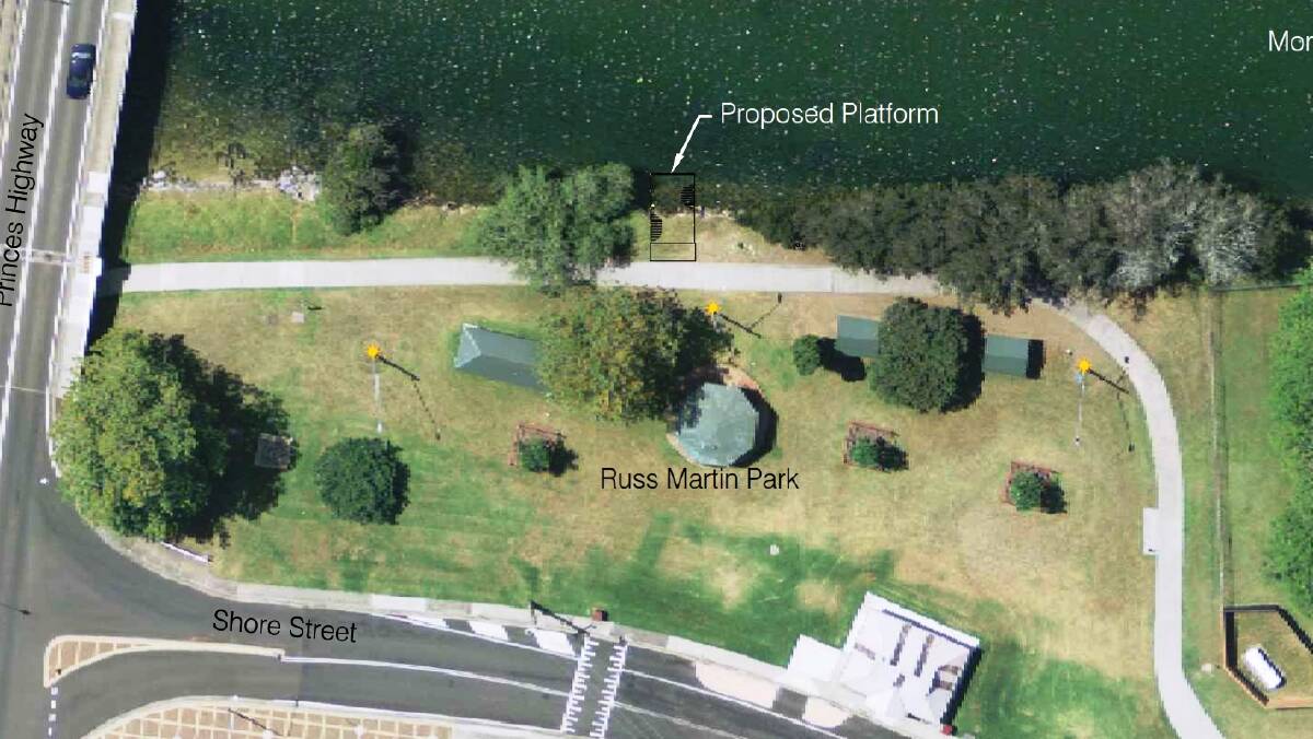 PLANNED PLATFORM: The site of the Russ Martin park fishing platform being constructed from late November in Moruya.