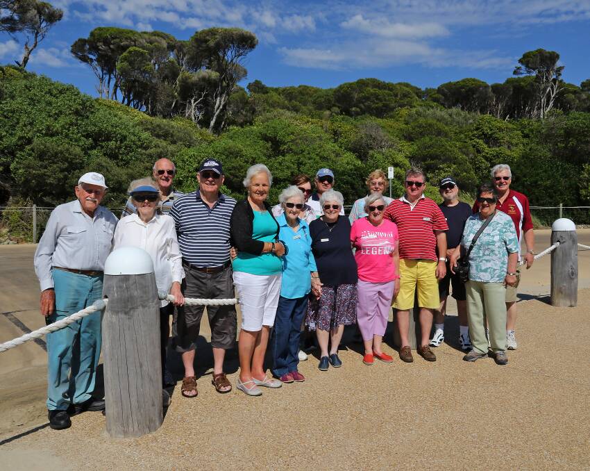 ALL FRIENDS: Members of Probus Narooma pose for a photo during a weekend trip to Mallacoota.