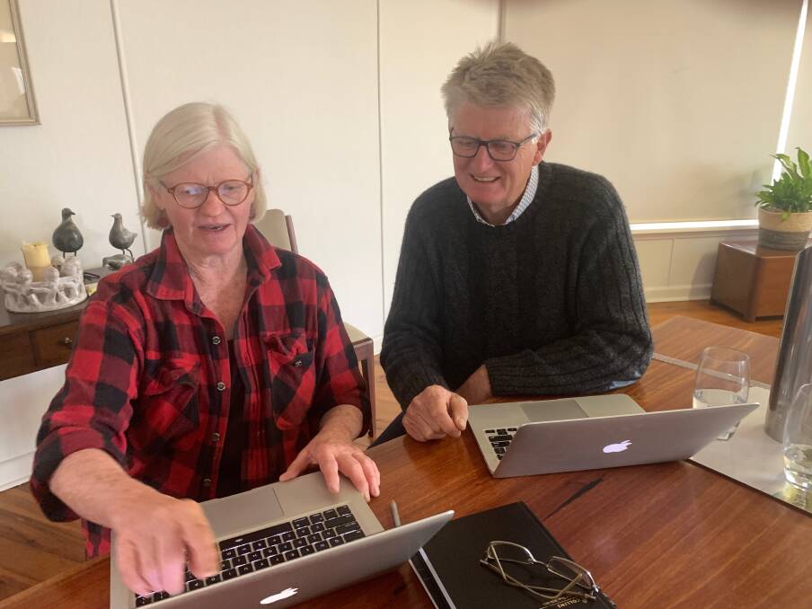 SAGE PLANS: Mark Barraclough and Joyce Wilke working on plans for the new SAGE Stepping Stone Farm.