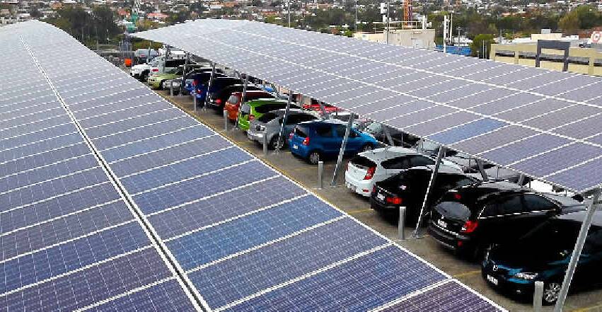 SOLAR CAR PARK: A reader sent this photograph of a solar covered car park on the Sunshine Coast, which provides shade and power.