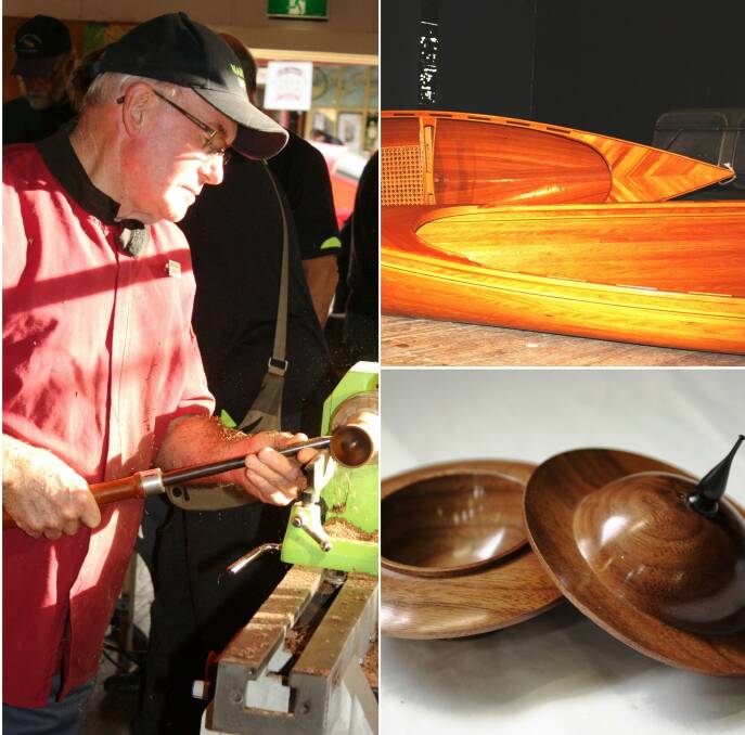 Master turner Col Boxsell; how long did it take Eric Symes to build these canoes? They and Paul Healey's bowls will be one of many exhibits at the weekend.