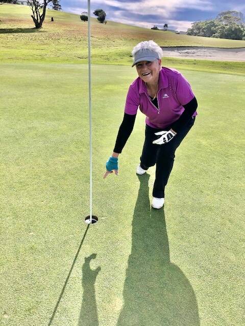 Picture above is Sylvia Donohoe, who scored a hole in one on the 17th on June 10.