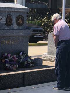 IN MEMORY: Quota member Marilyn Talbot laying a wreath from Quota Narooma at the Remembrance Day service at Narooma.
