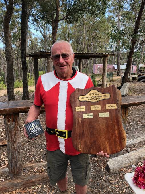 Christmas shoot: Nev Brady with the George Digweed award for long range shooting. Nev got back to 75m before missing at 80m.