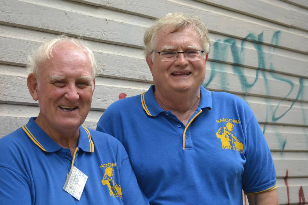 BLOKES ON A MISSION: Walter Sheehan and John Steele are itching to get started on a new men's shed and renovated Narooma Scout Hall.