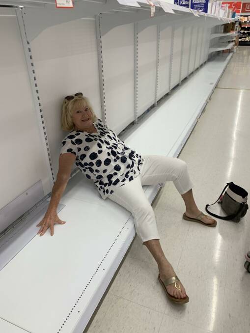 SORBENT SEATING: Dawn Simpson turned the toilet paper shortage into a positive, sneaking a quick rest on deserted shelving. Another reader has had enough.