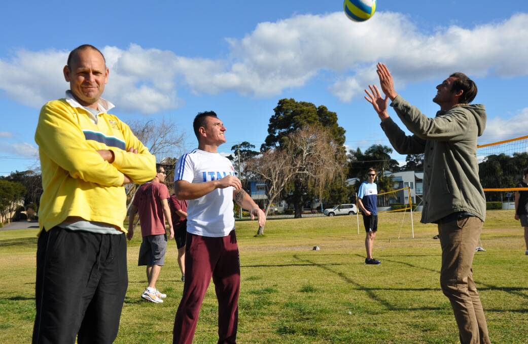 COURTING VOLLEYBALL: Paul Smith, Davide Pergola and Keshava Inglis are pushing for a volleyball association and stadium in Batemans Bay. A contest will be launched at Batemans Bay High School on May 1, 2018 and all ages and levels are welcome.